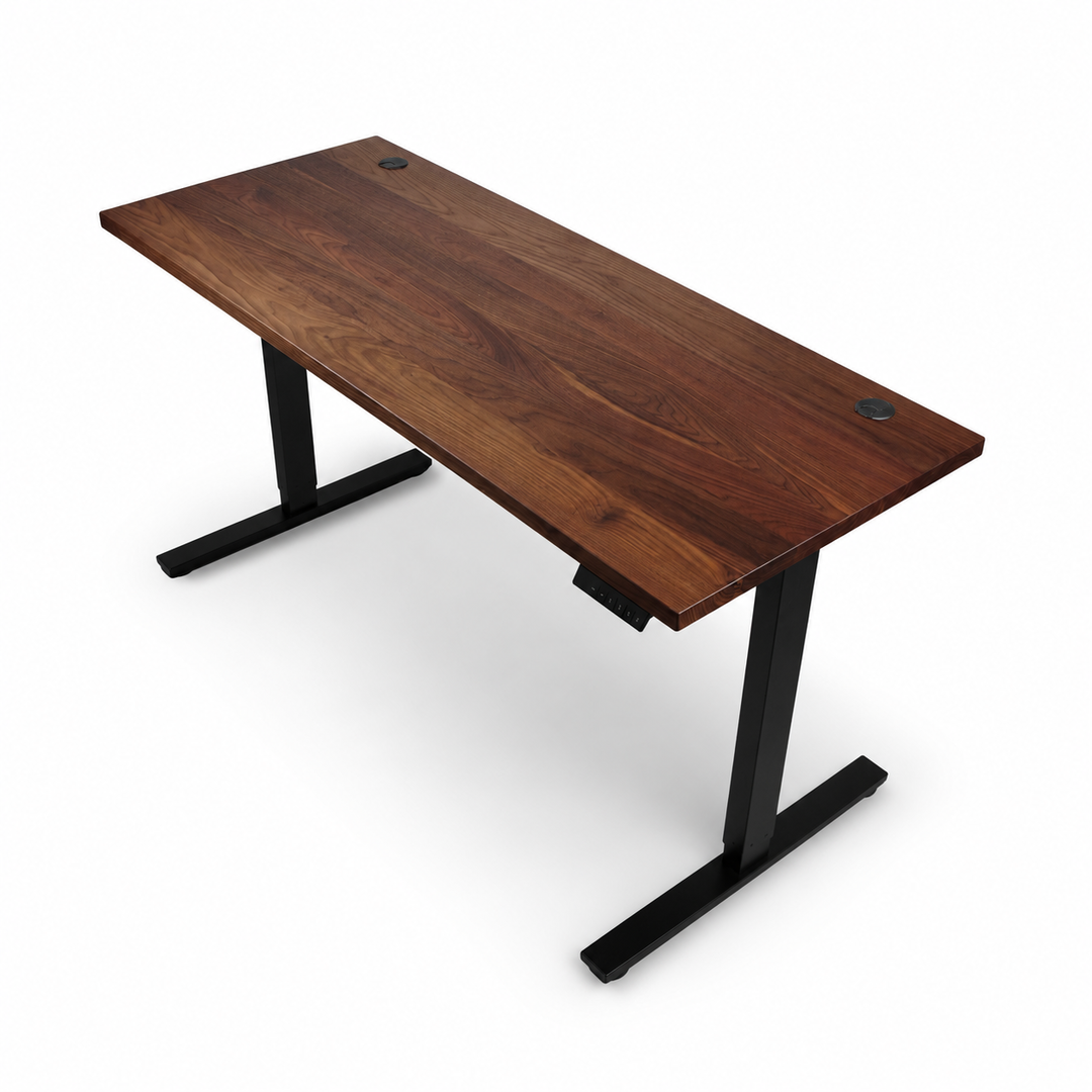 Bureau assis-debout en bois massif ajustable
