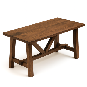 Table de cuisine champêtre (farmhouse) en bois massif avec piètement robuste – Fabriquée au Québec